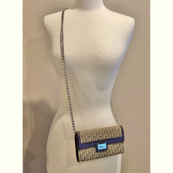 ✨Authentic Vintage Christian Dior Diorissimo Oblique Monogram Wallet On Chain - Picture 1 of 15